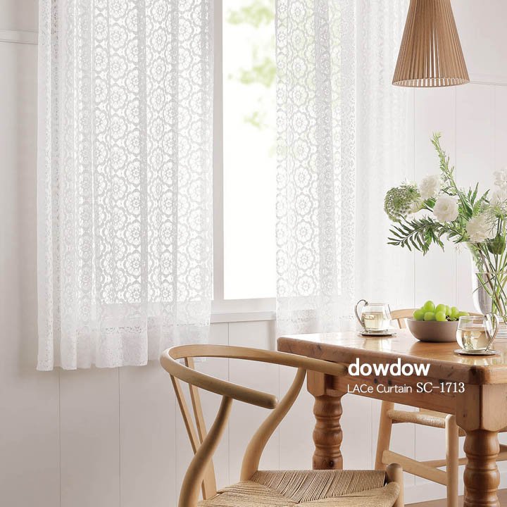 北欧ヴィンテージ】花柄のボビンレースのレースカーテン【SC-1713
