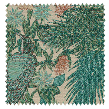 【フレンチ カントリー】シダ植物と花と鳥のドレープカーテン【SC-2012】グリーン