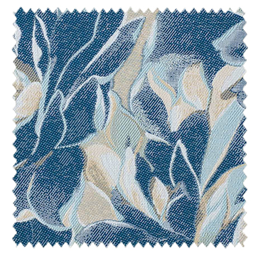 【イタリアン モダン】海洋迷彩色の花柄のドレープカーテン【SC-2201】ブルー