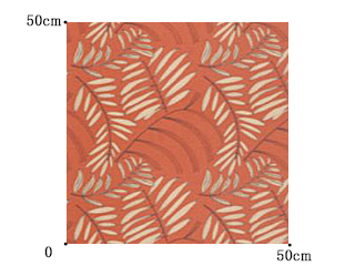 【ミッドセンチュリー】リーフの幾何学模様のドレープカーテン【SC-2380】オレンジ