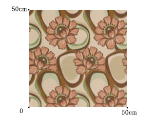 【ミッドセンチュリー】レトロな花と幾何学柄のドレープカーテン【SC-2381】ブラウン＆オレンジ