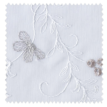 【フレンチ シック】蝶と植物の刺繍レースカーテン【SC-2644】グレー＆ホワイト