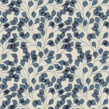 【北欧モダン】重なる葉柄のドレープカーテン&シェード【SC-3114】ネイビー