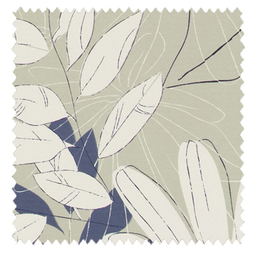 【北欧モダン】大きな葉柄の遮光カーテン【SC-3511】グリーングレー