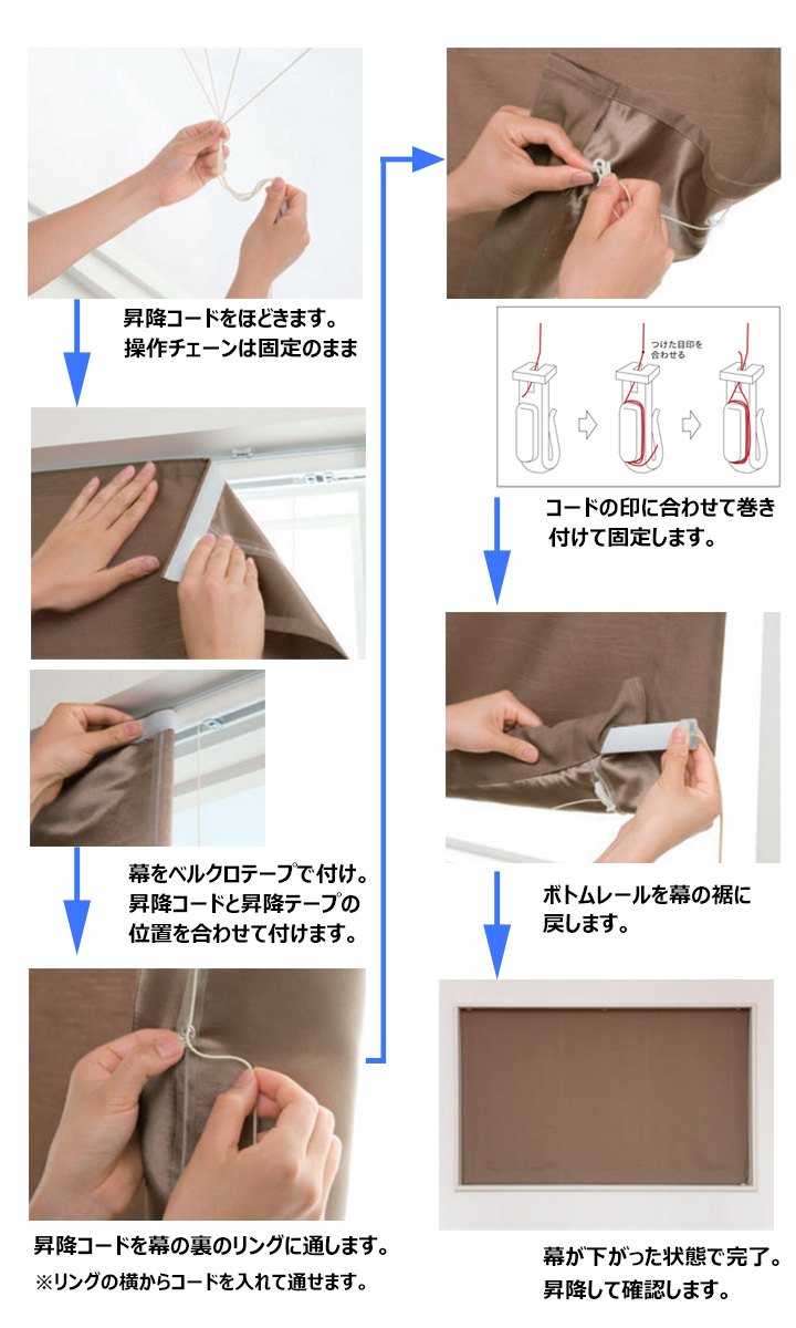 シェードの幕の付け方