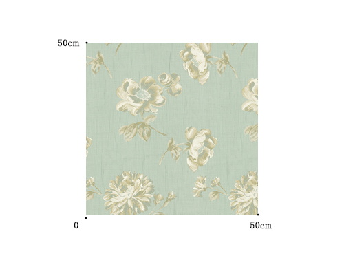 【フレンチシック】絵画の花のデザインのドレープカーテン【UX-1160】グリーン