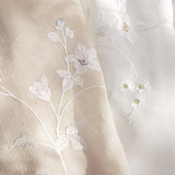 【フレンチシック】小花の刺繍のレースカーテン【UX-1461・UX-1462】