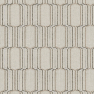 【ミッドセンチュリー】レトロな幾何学柄の刺繍ドレープカーテン＆シェード【UX-2011】グレージュ