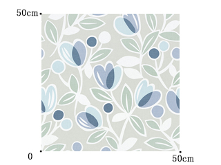 【北欧モダン】コットンのチューリップ柄プリントのドレープカーテン＆シェード【UX-2040】ブルー
