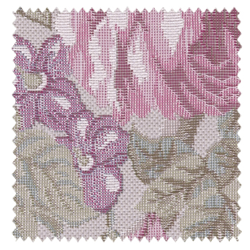 【アメリカン クラシック】咲き誇る花と鳥のゴブラン織のドレープカーテン＆シェード【UX-2180】ピンク