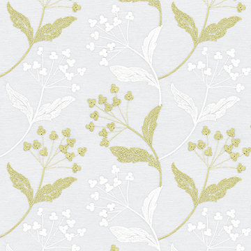 【北欧モダン】小花の立体的な刺繍レースカーテン【UX-2481】グリーン