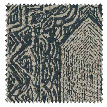 【イタリアンモダン】オリエンタルな幾何学柄のドレープカーテン【UX-7471】ネイビー＆ベージュ