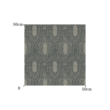 【イタリアンモダン】オリエンタルな幾何学柄のドレープカーテン【UX-7471】ネイビー＆ベージュ