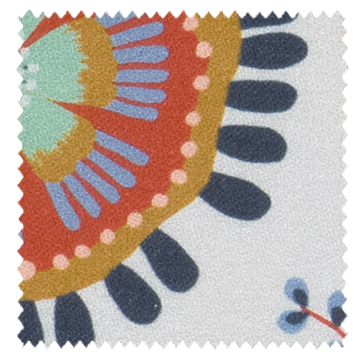 【ミッドセンチュリー】レトロな花柄のドレープカーテン【UX-7484】ライトグレー