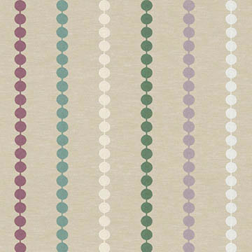 【北欧モダン】６色の刺繍のサークル・ストライプのドレープカーテン【UX-8262】ベージュ