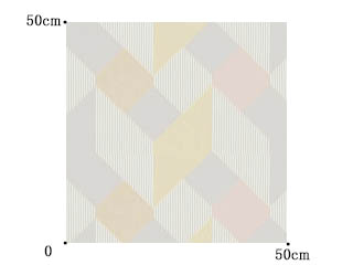 【ミッドセンチュリー】カラフルなバックカットの幾何学柄のレースカーテン【UX-8263】ピンク＆イエロー