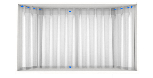 出窓のオーダーカーテンのサイズの測り方