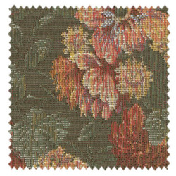 【アンティーク クラシック】ゴブラン織の花柄のドレープカーテン＆シェード【ES-3288】グリーン