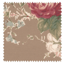 【アメリカン カントリー】薔薇の花柄プリントのドレープカーテン【RC-7085】ブラウン