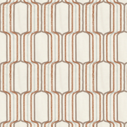 【ミッドセンチュリー】レトロな幾何学柄の刺繍ドレープカーテン＆シェード【UX-2010】ブラウン＆アイボリー