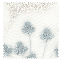【北欧モダン】小花の立体的な刺繍レースカーテン【UX-2482】ライトブルー