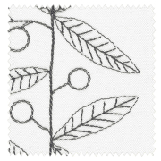 【北欧モダン】葉の刺繍ストライプのドレープカーテン＆シェード【HS-2139】ホワイト＆ブラック